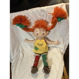 Vintage Pippi Longstocking Doll 12” Posable Hair Braids Omega Toys